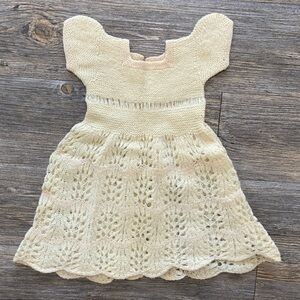 Vintage Handmade Cream Pink Lace Baby Dress 3-6 Months Cottagecore Grandmacore
